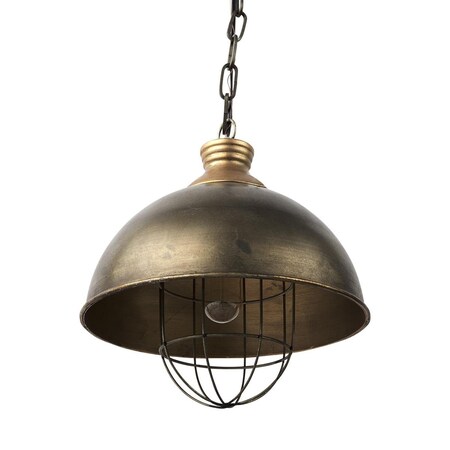 Homeroots 13.5 x 13 x 13 in. Distressed Bronze Metal Dome Hanging Light 392842